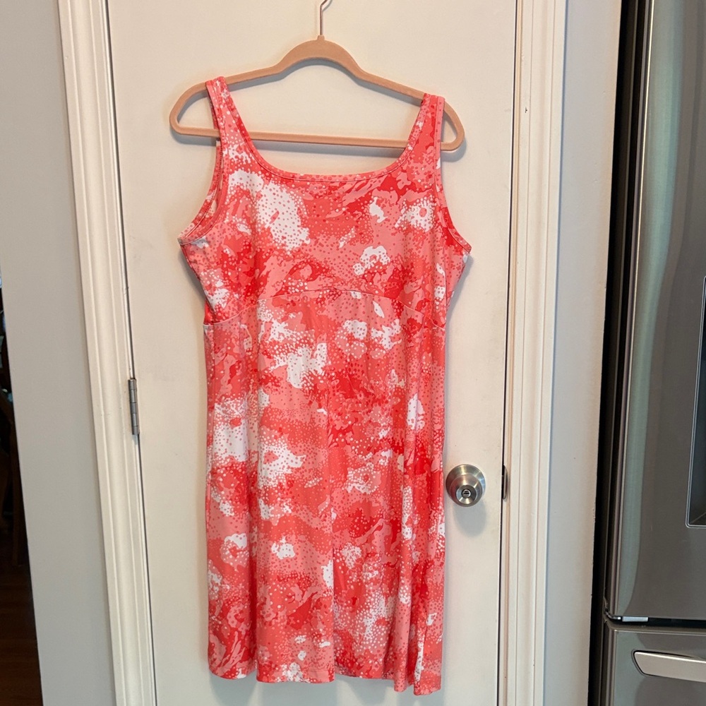 Coral and White Floral Midi Dress